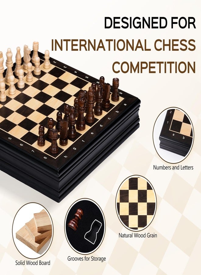 Peradix Magnetic Chess Set 12 Inch Classic 2 in 1 with Chess Pieces, Wood Board Box with Storage, 2 Extra Queens, Wooden Chess Board Games for Kids and Adults, Family Educational Gift Sets - Image 3